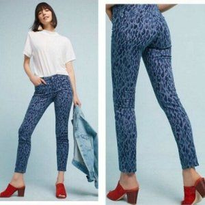 Pilcro and the Letterpress Mid Rise Skinny Jeans Leopard Print Size 27 #113